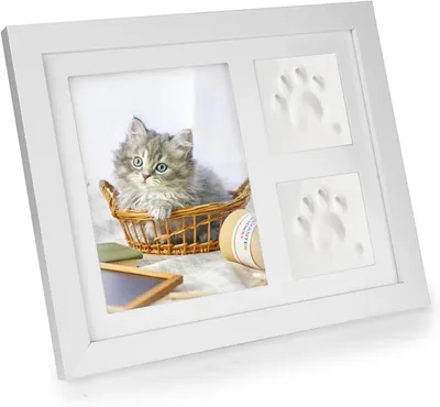 Produktbild von Pfotenabdruck Set, Hunde Katzen Handabdruckset, 23,5 cm x 28 cm, inklusive Bilderrahmen und Ton, für