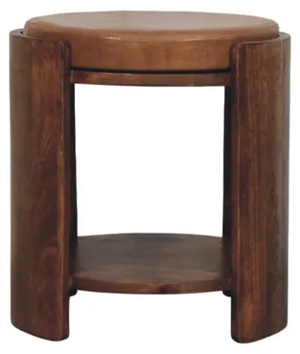 Produktbild von Artisan Furniture Massivholz-Lederhocker „Savoy“