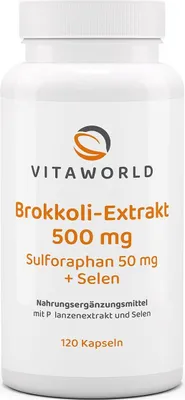 Produktbild von Vitaworld Brokkoli-Extrakt | 500 mg | 100 Kapseln | mit 50 mg Sulforaphan & 55 µg Selen | vegan