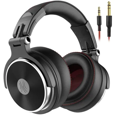 Produktbild von 50 Over-Ear Studiokopfhörer Hi-Res Audio 50mm Treiber Professionelle DJ Kopfhörer mit Kabel und SharePort Memory-Protein Pro 30 Hell Silber Schwarz Rot