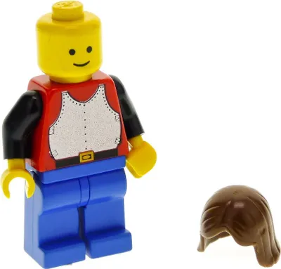 Produktbild von 1x Lego Minifigur Ritter Torso rot Brustplatte Haare braun 6041 973p40c01 cas197