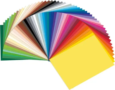 A fan of colored paper sheets fanned out.