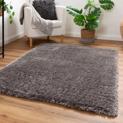 Produktbild von Steffensmeier Hochflor Teppich Bilbao | Shaggy Langflor Teppich Wohnzimmer, Schlafzimmer, Anthrazit, Größe: 200x290 cm