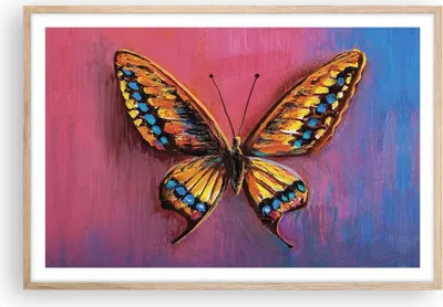 Produktbild von Gerahmtes Poster - Rahmen in heller Eiche - Schmetterling bunt gemalt - 91,5x61 cm - Wand Bild - Wanddeko - Wandbilder - Kunstposter - Wandposter - Bilderrahmen - Bilder - Kunstdruck - P2NAA91x61-5012
