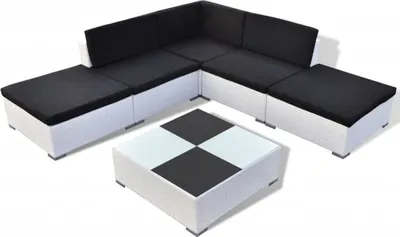 Obrázek produktu pro vidaXL 6dílná zahradní lounge souprava s polštáři Poly ratan bílá