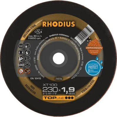 Immagine prodotto di RHODIUS TOPline XT100 EXTENDED Disco da taglio ultrasottile 230 x 1,9 x 22,23 mm 25 pz
