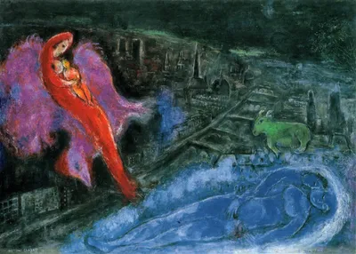 Produktbild von Kunstkarte Marc Chagall "Die Seinebrücken"