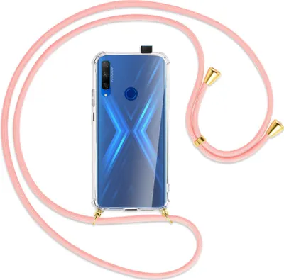 Produktbild von Handykette Backcover-Schutzhülle mit Band (Metall goldfarben) für Honor 9X / 9X Premium - rosa