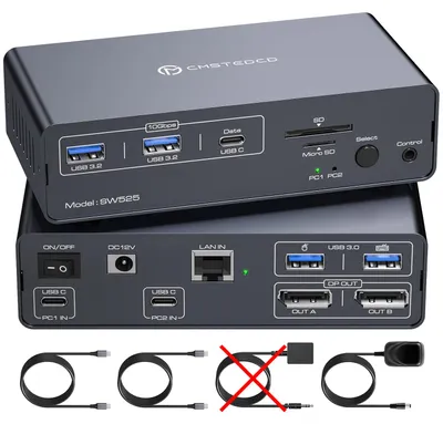 Obrázek produktu pro KVM přepínač USB-C 2 PC 2 monitory DisplayPort 4K 120Hz (bez přepínacího kabelu)