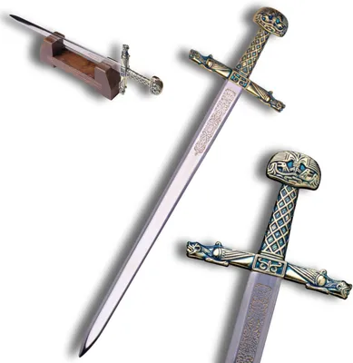 Image de Epée coupe-papier 27 cm avec support - Mini épée en métal - Réplique historique - Cadeau & Décoration (06)