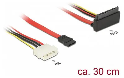 Produktbild von DeLOCK 85514, 0,3 m, 1 x Molex 4 pin, 1 x SATA 22 pin, 1 x SATA 7 pin, Männlich/Weiblich, Mehrfarbig, 26/18