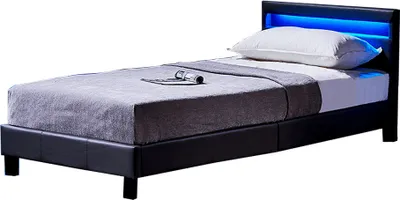 Immagine prodotto di Home Deluxe - Letto LED Astro - Grigio scuro, 90 x 200 cm - Con rete a doghe I Letto imbottito Letto di design con illuminazione
