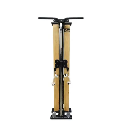 Produktbild von Kabelzugstation AsVIVA MG7 Kraftstation mit 100 kg Gewichtsblock, Doppelzug, Holz Design, Klimmzugstange, Bank, Home Gym platzsparend