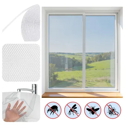 Imagen del producto de Mosquitera para ventanas, autoadhesiva con cierre de velcro, 130 x 150 cm, protección contra insectos
