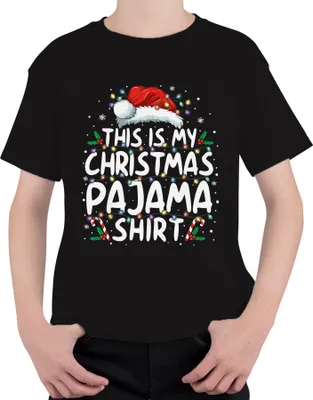 Produktbild von This is my Christmas Pajama Shirt Lichterkette - Weihnachten Xmas Christmas Uni Kinder T-Shirt, Schwarz, 128