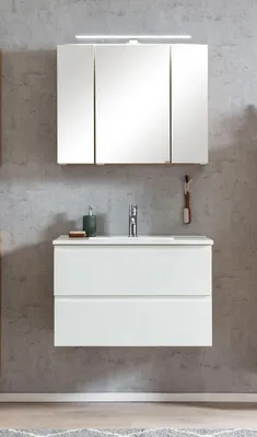 Produktbild von Badmöbel-Set >Paris< (2-tlg.) in weiß / Wotaneiche-Nachbildung - 80x195x47cm (BxHxT)