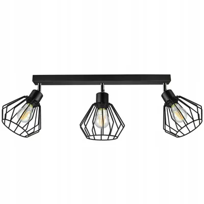 Produktbild von Luxolar Led Deckenleuchte 3 flammig aus Metal Draht im Edison-Stil E27 60W - Schwenkbar deckenlampe wohnzimmer, Schwarz
