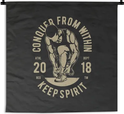 Produktbild von MuchoWow® Wandteppich Wandbehang Sport - Retro - Zitate 90x90 cm Tapisserie Dekoration Wandtuch - Wandaufhänger