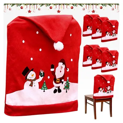 Produktbild von Weihnachtliche Stuhlhussen 6er Set für Esszimmerstühle