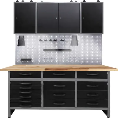 Produktbild von ONDIS24 Werkstatt Set Konny 160 cm 3 Schränke LED