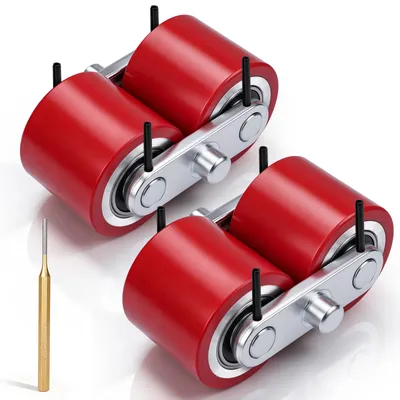 Produktbild von 2 Set (4 Rädern) Hubwagenrollen Polyurethan 80 x 70 mm, Achse 20 mm inkl. Kugellager PolyurethanRollen für Hubwagen Ersatzrollen, Max. Belastung 3000 KG