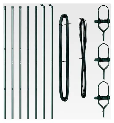 Produktbild von Zaunpfosten 7er Set Grün Ø32mm 150cm Verzinkter Stahl Robuste und Wetterfeste Zaunaccessoires für den Garten