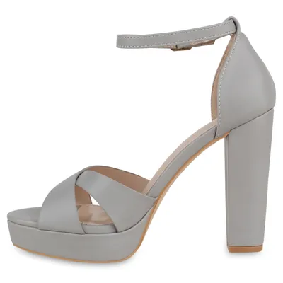 Produktbild von VAN HILL Damen High Heels Sandaletten Plateau Optik Party Schuhe 841364, Farbe: Grau, Größe: 38