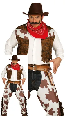 Produktbild von Cowboy Abenteuer Wildwest Kostüm Karneval Outlaw Held Retro Festival Sheriff Cowboyhut Bandana Wildnis Look Western Legende Klassiker, Größe: 54 - 56 (XL) Farbe: Braun