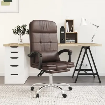Produktbild von The Living Store Bürostuhl mit Massagefunktion Braun Kunstleder