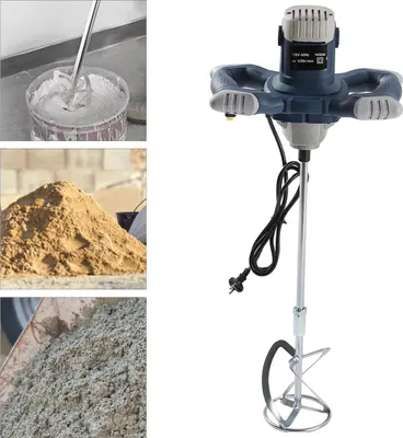 Obrázok produktu pre Miešačka na maltu a farbu – Elektrická ručná miešačka – 6 rýchlostí – 0–1200 ot./min – 1400 W – 220 V 50/60 Hz – Protiskluzová rukoväť – EU zástrčka – Modrá
