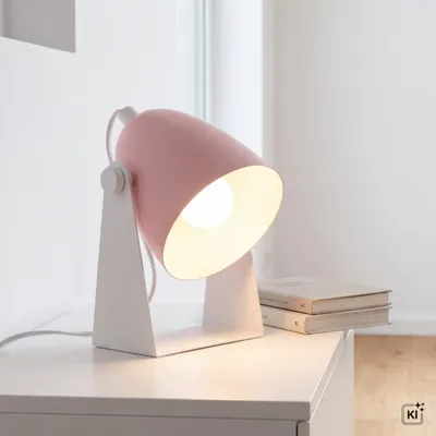 Produktbild von Schreibtischlampe Rosa Weiß schwenkbar klein H: 20,5 cm Modern Metall E14 Tischleuchte Tischlampe, KI-generiertes Bild
