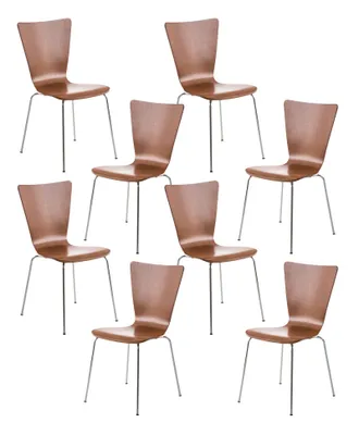 Produktbild von CLP 8er Set Besucherstuhl Aaron mit Holzsitz und Metallgestell braun