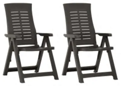 Image de The Living Store Chaises de jardin réglables 2 pcs. Plastique Anthracite