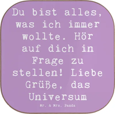 Produktbild von Mr. & Mrs. Panda Untersetzer für Gläser Spruch Hoffnung und Selbstliebe - Lavendeltraum - Geschenk, Zitat, Stimmung, Motivation, gläseruntersetzer, Coaster, einzigartig