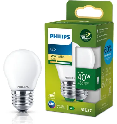 Immagine prodotto di Lampada a goccia LED P45 E27/2,3W(40W) opaca 485 lm 2700 K bianco caldo