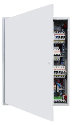 Produktbild von Revisionsklappe Trockenbau - Revisionstür Decke - Verzinkter Stahl - Schlitzverschluss - Außenmaß 844 x 641 mm - Einbaumaß 620 x 823 mm - Für Sanitär & Elektro