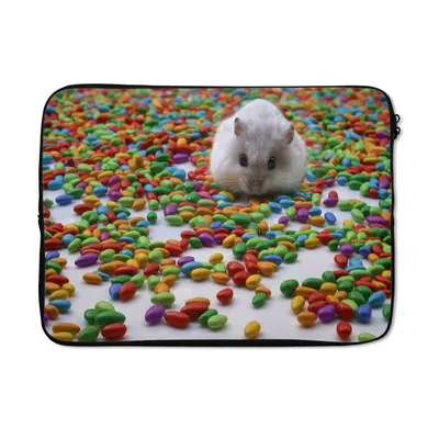 Produktbild von MuchoWow® Laptop Hülle 14 ZollHamster zwischen den bunten Bonbons Laptoptasche - Laptoptasche - Stoßsicher - Schutzhaube