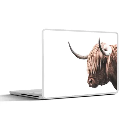 Produktbild von MuchoWow® Laptop Aufkleber Sticker Cover Schottischer Highlander - Tier - Weiß 25x18 cm - Laptop-Deko