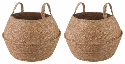 Obrázek produktu pro Květináč s úchyty 2 pcs Přírodní Ø 45 x 36 cm 100% mořská tráva