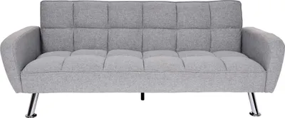 Produktbild von Sofa HWC-K19, Couch Schlafsofa Gästebett Bettsofa Klappsofa, Nosagfederung Schlaffunktion 203cm Stoff/Textil hellgrau