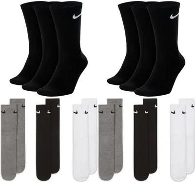 Produktbild von 6 Paar Nike Everyday Lightweight Crew SX7676 Tennis Socke - Farbe: schwarz weiß/grau/schwarz - Größe: 34-38
