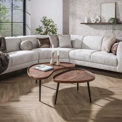Produktbild von Hoyz Collection – Carve Organic Couchtisch-Set (2-teilig) – Massives Akazienholz, Braun