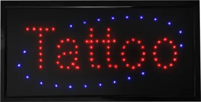 Immagine prodotto di Insegna luminosa pubblicitaria a LED, 48 x 25 cm, tatuaggio