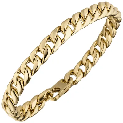 Produktbild von 7,7mm Panzerkette Armband Armkette aus 585 Gold Gelbgold 21cm Armschmuck Herren
