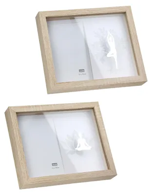 Produktbild von Gilde Fotorahmen, rechteckig, "Namaste", Baummotiv, Lotusmotiv, Yogamotiv, MDF, naturfarben, L. 3.5 cm, B. 24.5 cm, H. 19.5 cm 55997 4063387559970 2 Stück (2-fach sortiert)