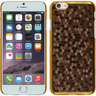 Produktbild von PhoneNatic Case kompatibel mit Apple iPhone 6s / 6 - Hülle braun Hexagon Hard-case + 2 Schutzfolien