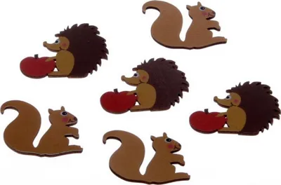 Produktbild von Holz-Eichhörnchen und -Igel - Streudeko - 2 x 3 Stück - 3,5 cm - braun