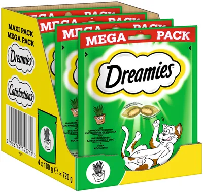 Produktbild von Katzensnacks Dreamies Catnip Minze 4 x 180g – Knusprige Leckerlis