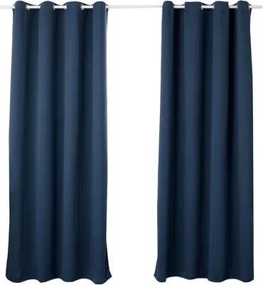 Produktbild von 2er-Set Verdunkelungs-Thermovorhänge mit Ösen | Dunkelblau | 135 x 225 cm