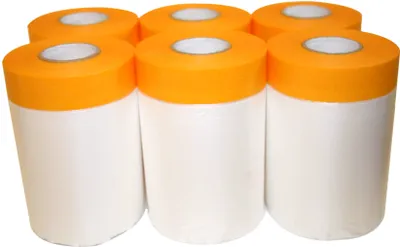 Produktbild von 6x klebemeister® 55cm x 25m Masker Goldband mit Abdeckfolie ⎥ Folie mit Klebeband
